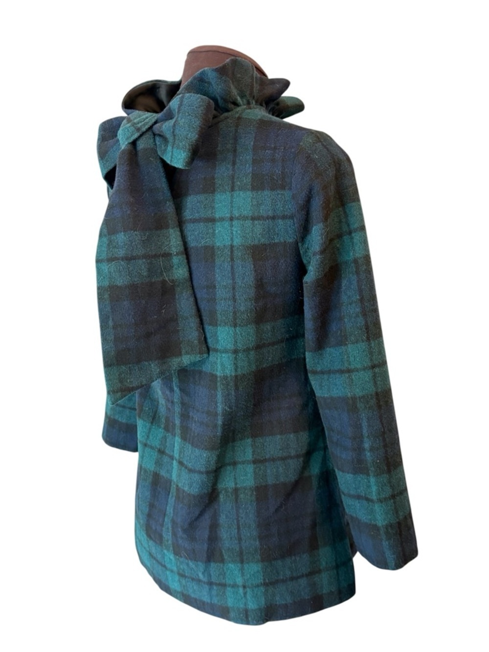 TUCKERNUCK Blackwatch Plaid Faye Blouse, Navy & Dark Green, Womens size XS